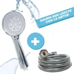 Douchekop Met Slang - Universeel - 5 Luxe Straalstanden - Chroom En RVS - Incl. Wandhouder -Thuis Badkamer 1200x1200 668