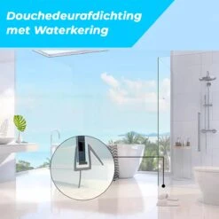 Minismus Douchedeurafdichting Met Waterkering (2 Strips Van 1 Meter, Makkelijk Inkortbaar) - Waterstopper Geschikt Voor Glas Van 6 Tot 8 Mm - Douchedorpel - Lekstrip Voor Horizontale Bevestiging -Thuis Badkamer 1200x1200 748