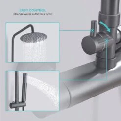 LOMAZOO Regendouche Met Thermostaatkraan - Douche Badkamer - Gun Metal / Antraciet [LYNN] -Thuis Badkamer 1200x1200 762