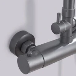 LOMAZOO Regendouche Met Thermostaatkraan - Douche Badkamer - Gun Metal / Antraciet [LYNN] -Thuis Badkamer 1200x1200 766