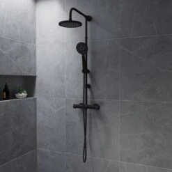 4bathroomz® Zwarte Regendouche Met Thermostatische Kraan - 20cm Hoofddouche -Thuis Badkamer 1200x1200 769