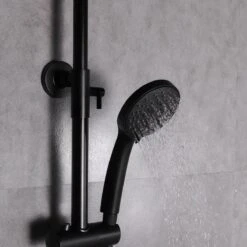 SAAR Opbouw Douche Set - Rond - Thermostaatkraan - Glijstang - Regendouche - Handdouche - Mat Zwart -Thuis Badkamer 1200x1200 776