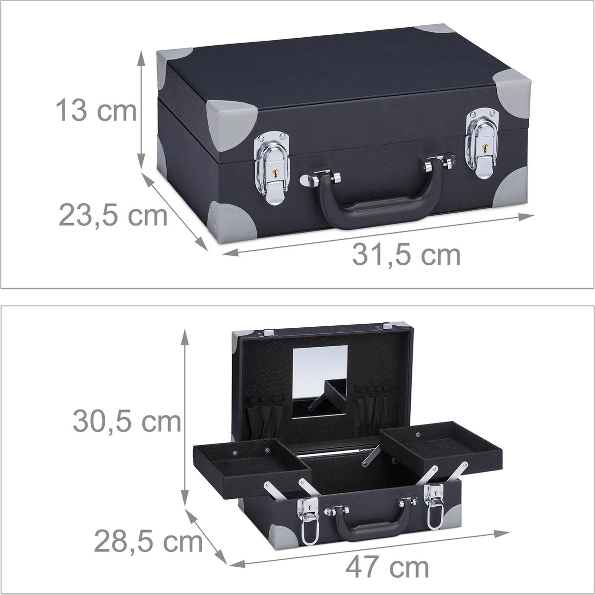 Relaxdays Make Up Koffer Met Spiegel - Zonder Inhoud - Met Slot - Cosmetica Koffer Dames 6 Relaxdays Make Up Koffer Met Spiegel - Zonder Inhoud - Met Slot - Cosmetica Koffer Dames - Afbeelding 4