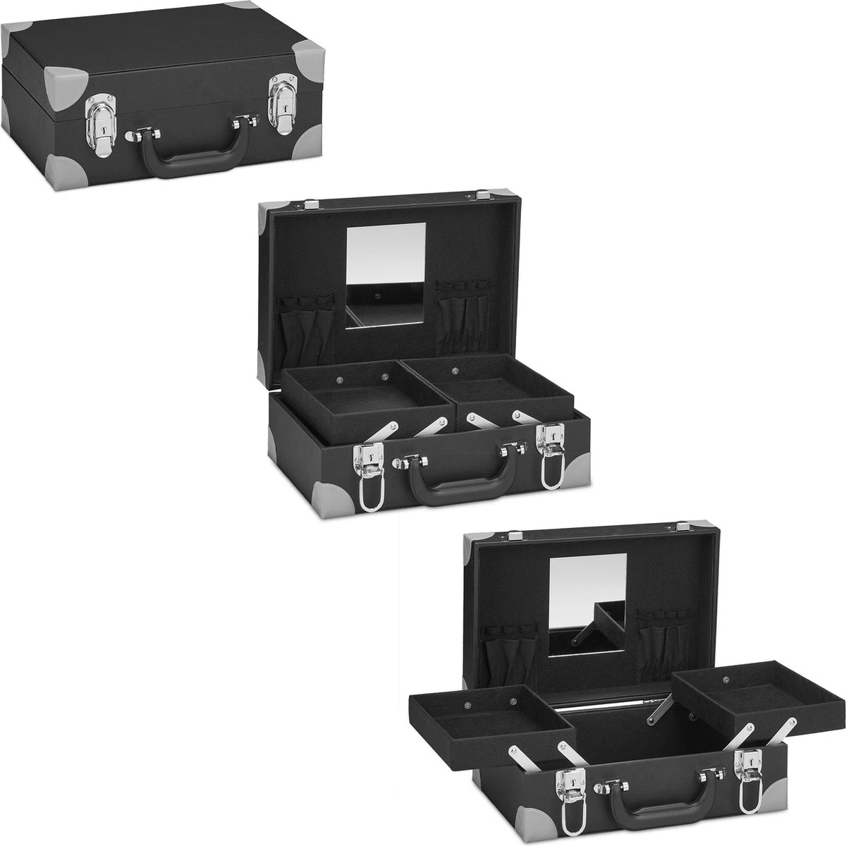 Relaxdays Make Up Koffer Met Spiegel - Zonder Inhoud - Met Slot - Cosmetica Koffer Dames 8 Relaxdays Make Up Koffer Met Spiegel - Zonder Inhoud - Met Slot - Cosmetica Koffer Dames - Afbeelding 6