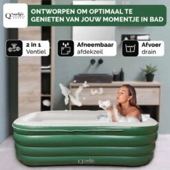 Q’ualife® Opblaasbaar Bad – Ligbad – Zitbad – Opblaasbaar Ligbad – Bad – Badkuip Volwassenen -Thuis Badkamer 1200x1200 895