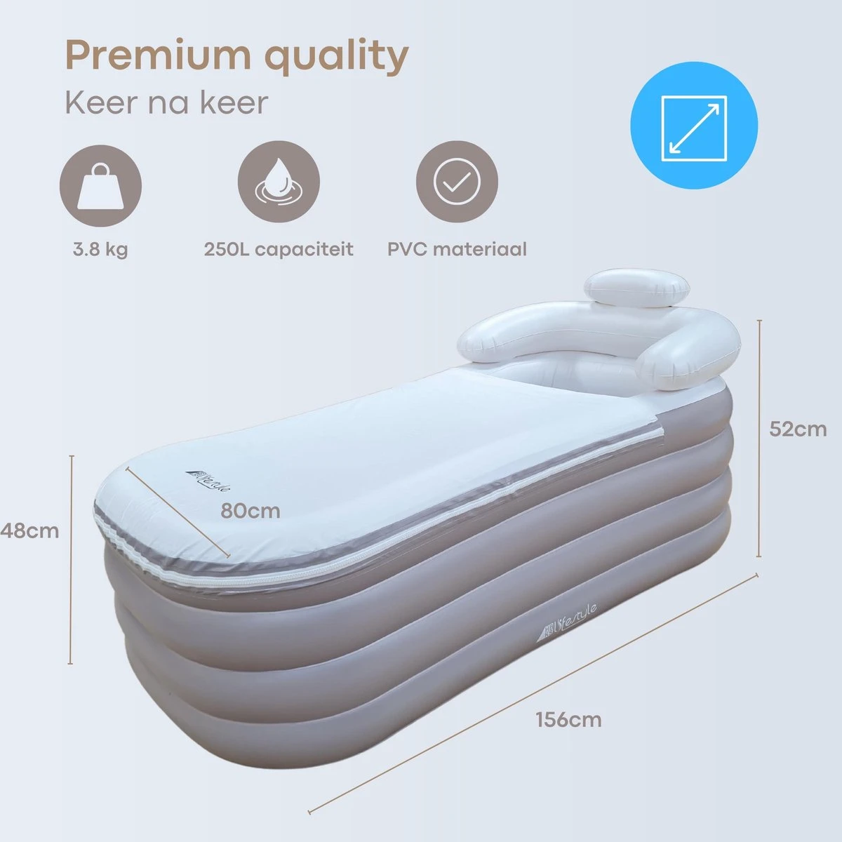 HBKS Lifestyle Bad – Opblaasbaar Ligbad – Bath Bucket – Zitbad Voor Volwassenen - Ijsbad Wim Hof Methode - Badkuip – Ice Bath – Rosegold 9 HBKS Lifestyle Bad – Opblaasbaar Ligbad – Bath Bucket – Zitbad Voor Volwassenen - Ijsbad Wim Hof Methode - Badkuip – Ice Bath – Rosegold - Afbeelding 7