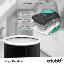 Zitbad | Opblaasbaar Zitbad Voor Volwassenen Van OTUBB | Ofuro | Opvouwbare Badkuip | Inklapbaar | Rond | IJsbad | Zwart | Bath Bucket -Thuis Badkamer 1200x1200 972