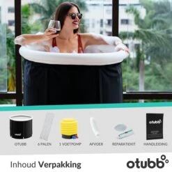 Zitbad | Opblaasbaar Zitbad Voor Volwassenen Van OTUBB | Ofuro | Opvouwbare Badkuip | Inklapbaar | Rond | IJsbad | Zwart | Bath Bucket -Thuis Badkamer 1200x1200 973