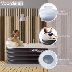 HBKS Lifestyle Bad – Opblaasbaar Ligbad – Bath Bucket – Zitbad Voor Volwassenen - Ijsbad Wim Hof Methode - Badkuip – Ice Bath – Zwart -Thuis Badkamer 1200x1200 995