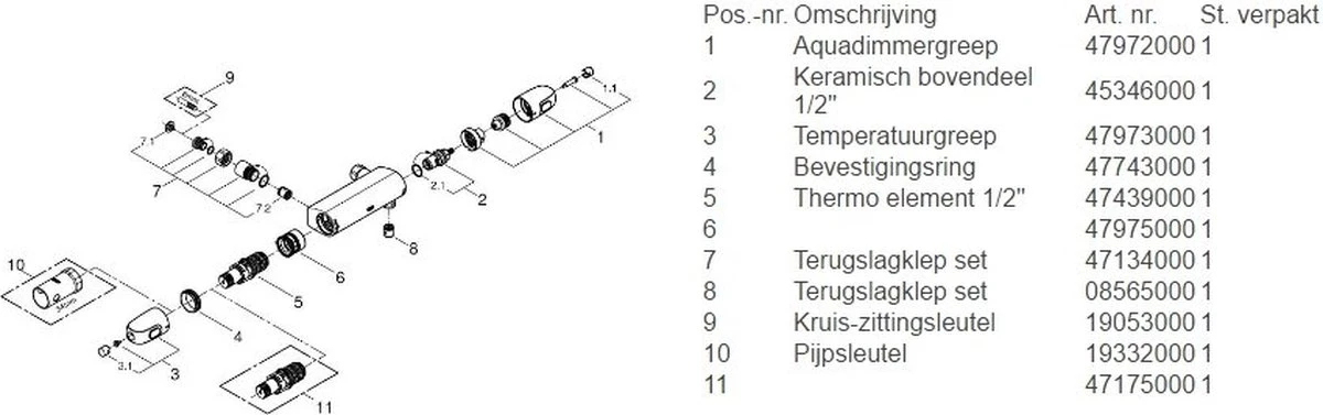 GROHE Grohtherm 1000 New Thermostatische Douchekraan - EcoJoy® - 12cm - Zonder Koppelingen - Chroom - 34147003 14 GROHE Grohtherm 1000 New Thermostatische Douchekraan - EcoJoy® - 12cm - Zonder Koppelingen - Chroom - 34147003 - Afbeelding 12