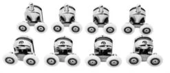 T.R. Goods - Douchedeur Wielen Set Van 8 Stuks Verchroomd - Roestvrij Verchroomd - Reserve Douche Deur Rollers Geleiders Rolletjes - Schuifdeur Katrollen Douchecabine Wieltjes - Set Van 8 Stuks -Thuis Badkamer 1200x522