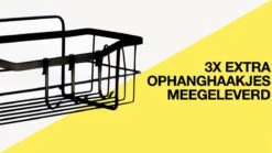 STRICX Doucherek 2 Laags Zwart - Zelfklevend Doucherek Inclusief 3 Ophanghaakjes - Doucherek Voor Badkamer / Keuken - Doucherek Met Plakstrip - Keukenrek Met Plakstrip - Badrek Douche - Kruidenrek Specerijen - Badkamerrek Douchemandje -Thuis Badkamer 1200x675