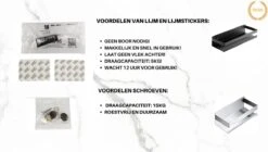 Merkloos Doucherek- Douchemand- Badkamerrek- Badkamer Organiser- Badkamer Organizer-Rekje Voor In De Douche- Badkamer Plank-Rekje Voor Shampoo- RVS- Zonder Boren- Zelfklevend- Rechthoek Vorm- Met Of Zonder Schroeven- Ophangbaar- Met Lijm- 40 Cm- Zwart -Thuis Badkamer 1200x681 1