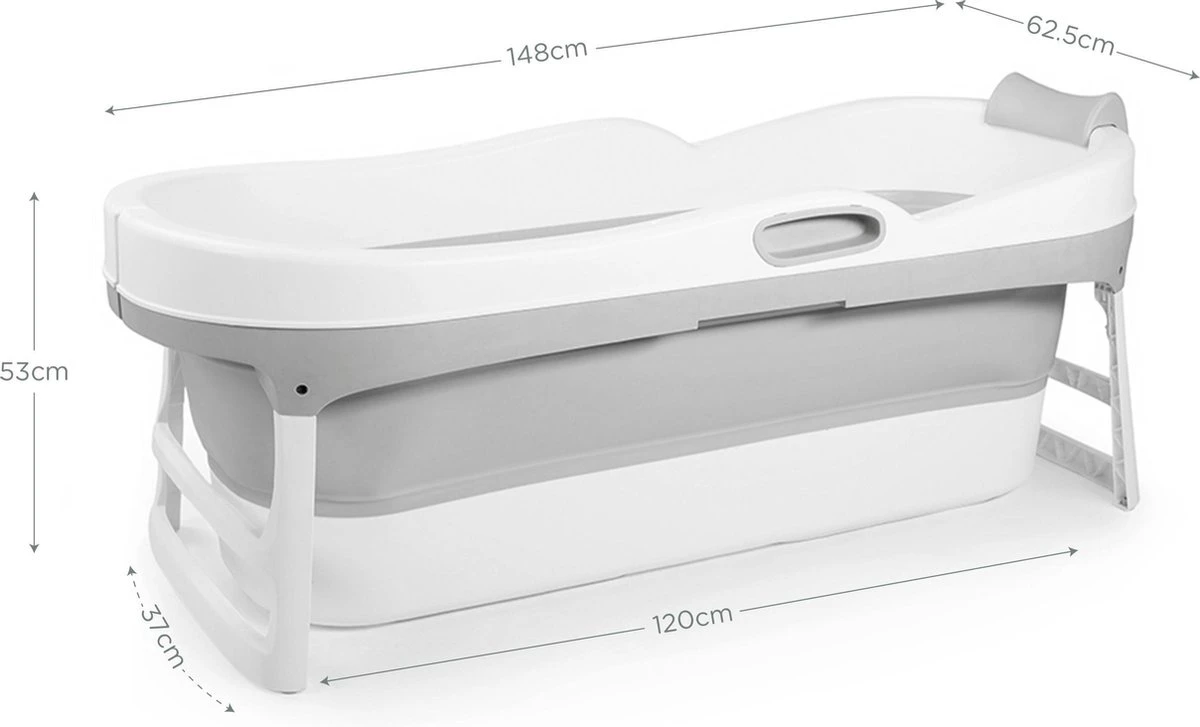HelloBath Opvouwbaar Zitbad - Bath Bucket - 148cm - 220L - Extra Lang - Incl. Badkussen & Opberghoes 5 HelloBath Opvouwbaar Zitbad - Bath Bucket - 148cm - 220L - Extra Lang - Incl. Badkussen & Opberghoes - Afbeelding 3