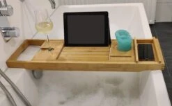 IVOL Badplank Bamboe - Badplank Hout Met Badrek Houders - Uitschuifbaar - 75 Tot 110 Cm -Thuis Badkamer 1200x743