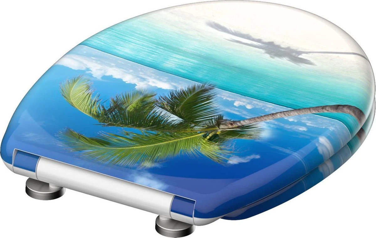 SCHÜTTE WC-Bril 82363 CARRIBEAN - Duroplast - Soft Close - Afklikbaar - RVS-Scharnieren - Decor - 3-zijdige Print 5 SCHÜTTE WC-Bril 82363 CARRIBEAN - Duroplast - Soft Close - Afklikbaar - RVS-Scharnieren - Decor - 3-zijdige Print - Afbeelding 3