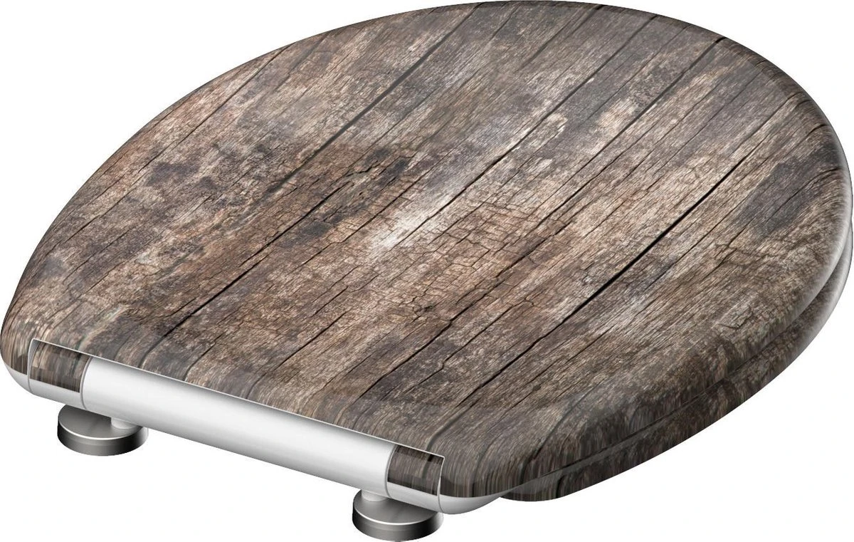 SCHÜTTE WC-Bril 82368 OLD WOOD - Duroplast - Soft Close - Afklikbaar - RVS-Scharnieren - Decor - 3-zijdige Print 9 SCHÜTTE WC-Bril 82368 OLD WOOD - Duroplast - Soft Close - Afklikbaar - RVS-Scharnieren - Decor - 3-zijdige Print - Afbeelding 7