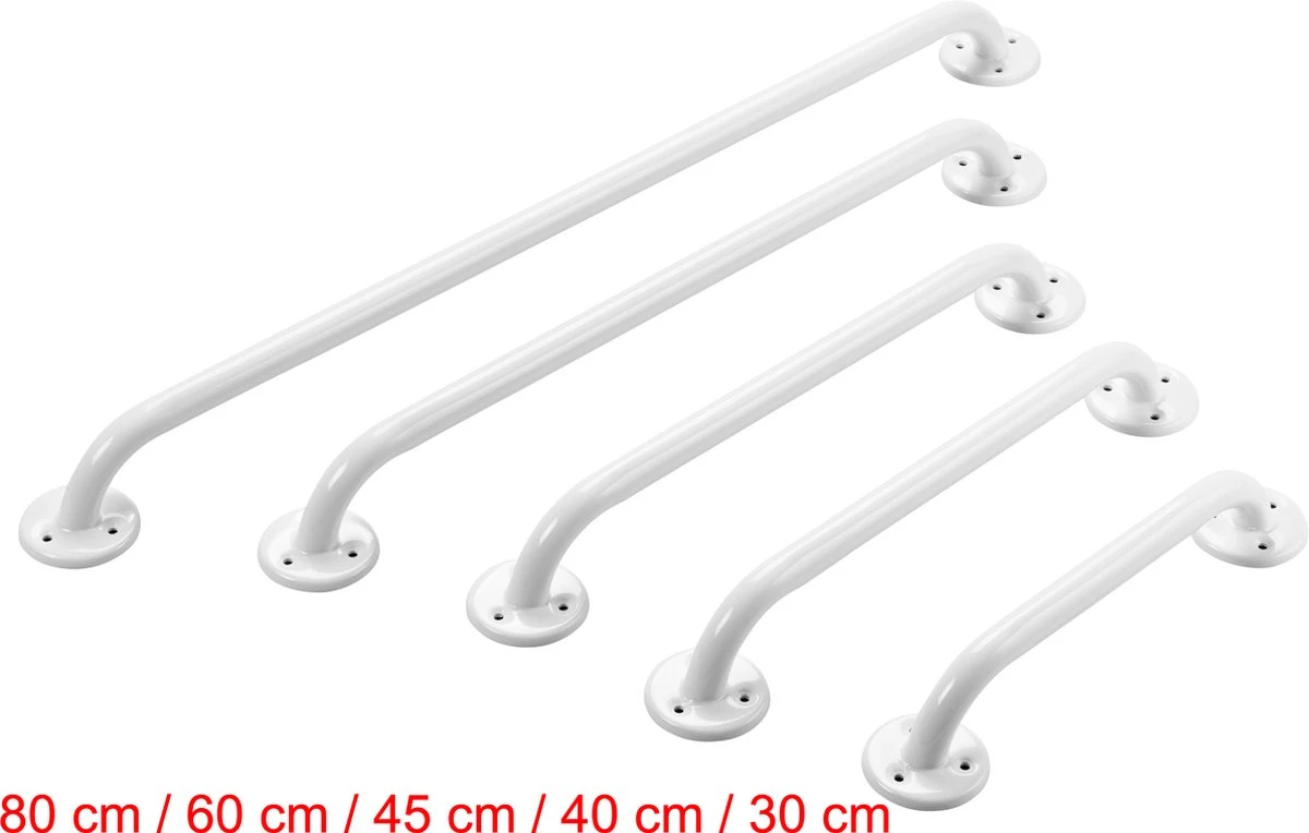 Wandbeugel Izzy Wit Metaal 30 Cm. Handgreep / Wandgreep Voor Badkamer / Douche / Toilet. Toiletbeugel / Badgreep / Douchegreep 5 Wandbeugel Izzy Wit Metaal 30 Cm. Handgreep / Wandgreep Voor Badkamer / Douche / Toilet. Toiletbeugel / Badgreep / Douchegreep - Afbeelding 3