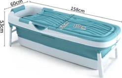 Livista® - Opvouwbaar XXL Bad - Blauw - Zitbad - Inklapbaar - Bath Bucket - 158 CM LANG - XXL - Incl. Onderwater LED Lichten En Rugkussen -Thuis Badkamer 1200x770 2