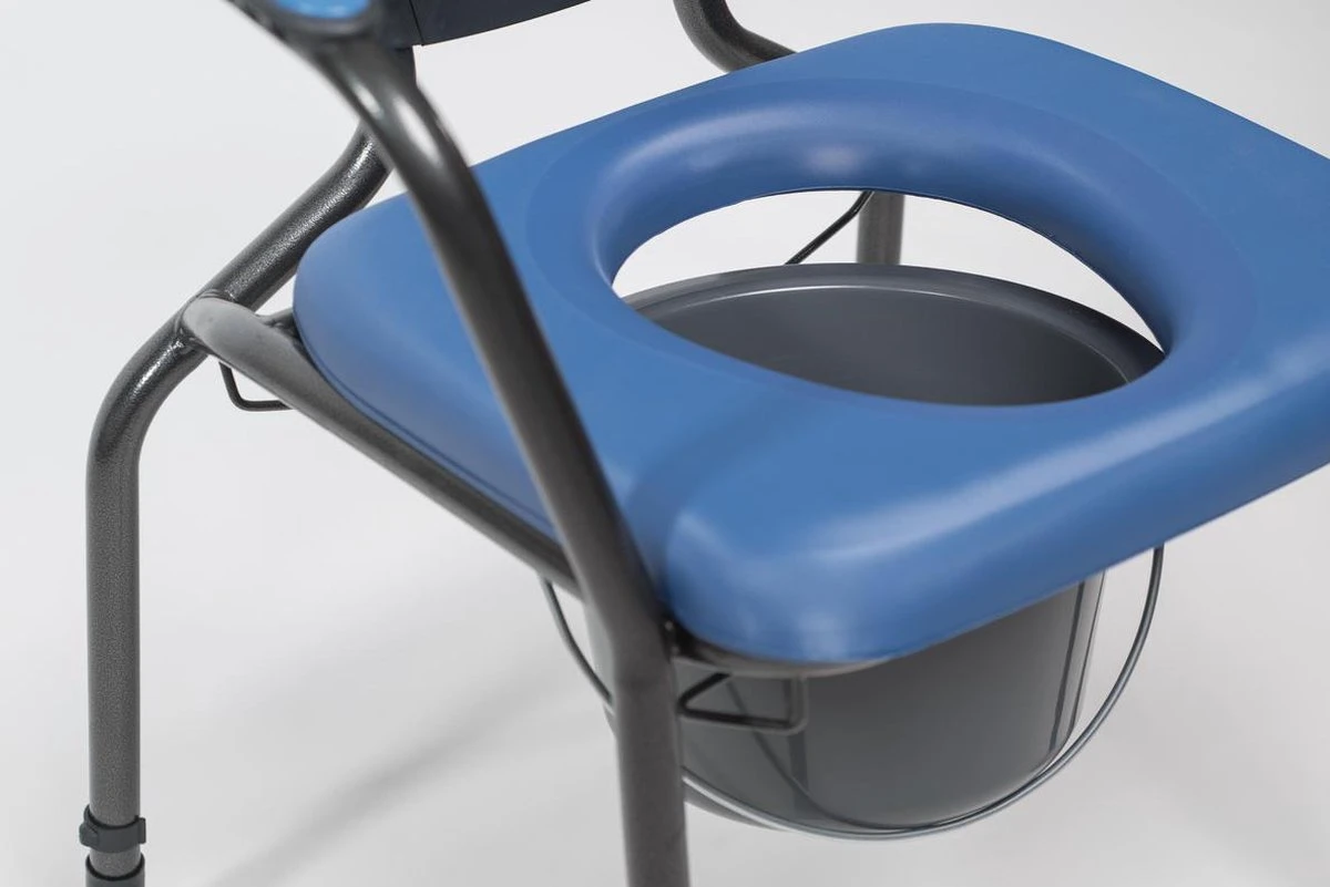 Toiletstoel Blauw Met Comfortabele Zitting En Emmer Met Deksel - Postoel 6 Toiletstoel Blauw Met Comfortabele Zitting En Emmer Met Deksel - Postoel - Afbeelding 4