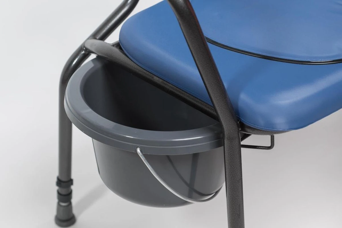 Toiletstoel Blauw Met Comfortabele Zitting En Emmer Met Deksel - Postoel 7 Toiletstoel Blauw Met Comfortabele Zitting En Emmer Met Deksel - Postoel - Afbeelding 5