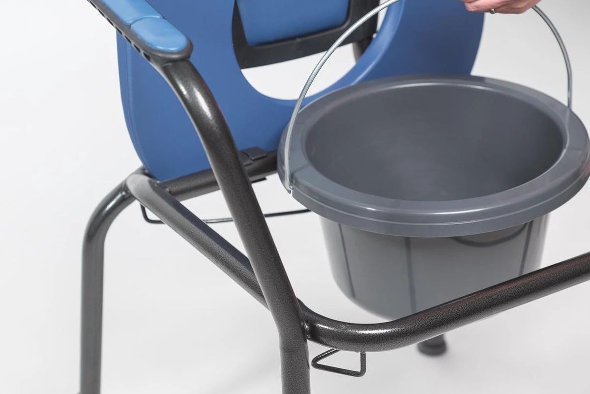 Toiletstoel Blauw Met Comfortabele Zitting En Emmer Met Deksel - Postoel 5 Toiletstoel Blauw Met Comfortabele Zitting En Emmer Met Deksel - Postoel - Afbeelding 3