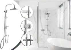 Lifa Bathing Zilveren Douchesysteem - Verstelbare Doucheset - RVS En ABS - Regendouche En Handdouche - Chroom - Incl. Bevestigingsmateriaal -Thuis Badkamer 1200x849 1