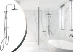 Lifa Bathing Zilveren Douchesysteem - Verstelbare Doucheset - RVS En ABS - Regendouche En Handdouche - Chroom - Incl. Bevestigingsmateriaal -Thuis Badkamer 1200x849