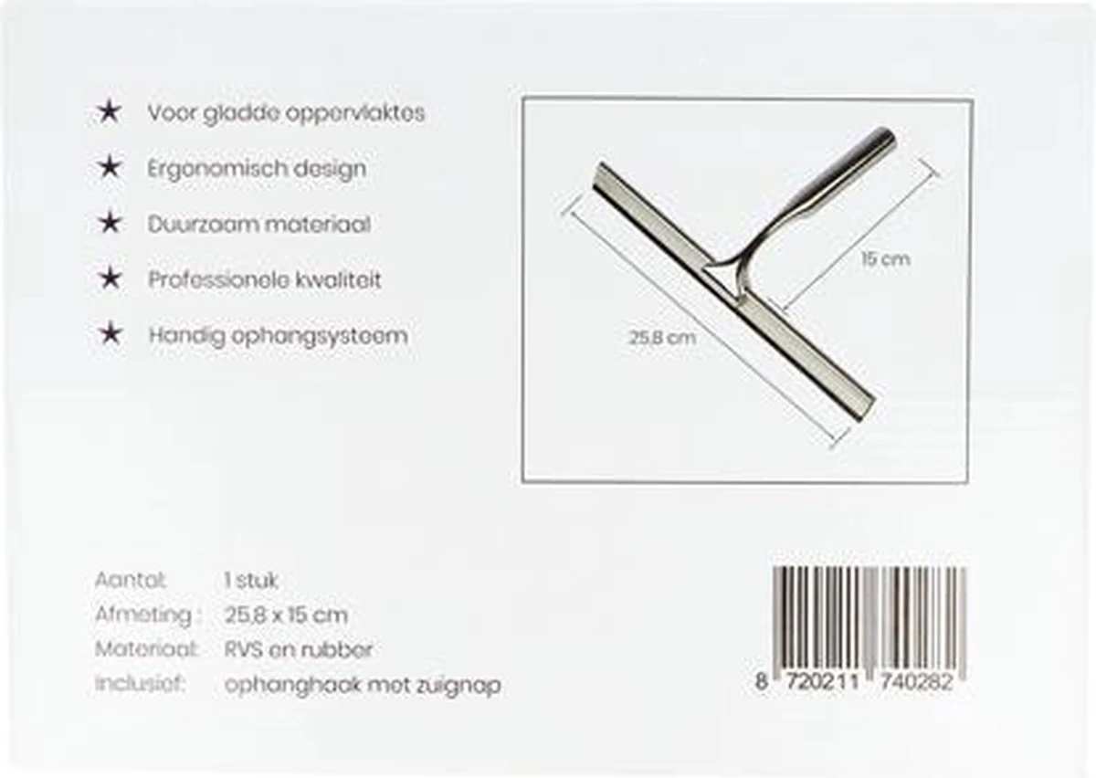 Aquafy Raamwisser RVS - Incl. Douchespons - Douchetrekker Voor Badkamer - Raamwisser Douche - Douchewisser RVS - Luxe Trekker Met Ophanghaak 11 Aquafy Raamwisser RVS - Incl. Douchespons - Douchetrekker Voor Badkamer - Raamwisser Douche - Douchewisser RVS - Luxe Trekker Met Ophanghaak - Afbeelding 9