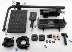 Merkloos Compleet Douchesysteem | ABS Doucheset | Mat Zwarte Hoofddouche En Handdouche | Vierkante Regendouche Voor Badkamer | Verstelbaar | Temperatuur Display | 360° Draaibaar -Thuis Badkamer 1200x869 1