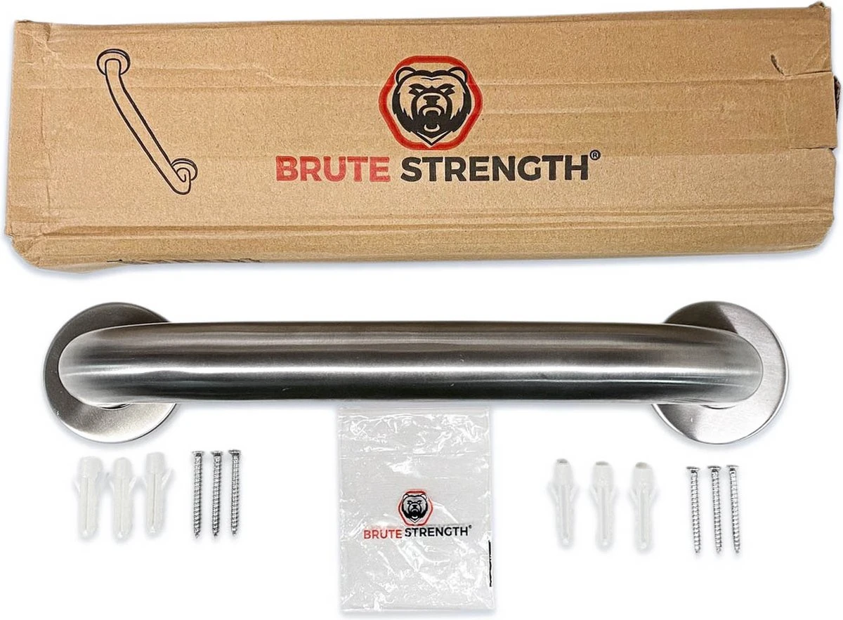 Brute Strength - Handgreep Voor Bad Of Douche - 30 Cm - Wandbeugel - RVS Handgreep - Wandgreep Voor Badkamer - Douche - Toilet - Toiletbeugel - Badgreep - Douchegreep 6 Brute Strength - Handgreep Voor Bad Of Douche - 30 Cm - Wandbeugel - RVS Handgreep - Wandgreep Voor Badkamer - Douche - Toilet - Toiletbeugel - Badgreep - Douchegreep - Afbeelding 4