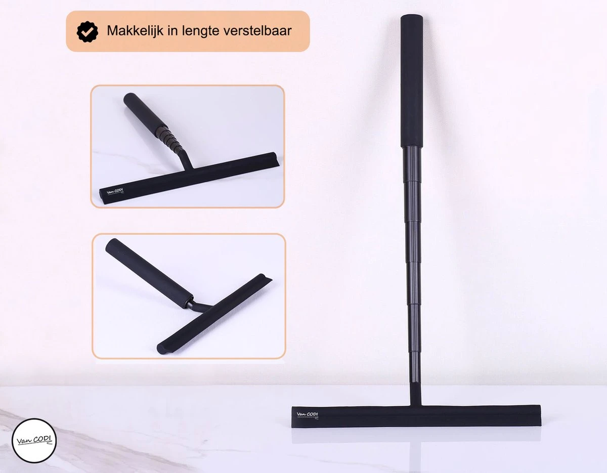 Van CODI® - 2 In 1 - Douchewisser - Vloertrekker - Multifunctioneel - Vloerwisser - Vloertrekker Met Steel - Verlengbaar - Met Ophangsysteem 7 Van CODI® - 2 In 1 - Douchewisser - Vloertrekker - Multifunctioneel - Vloerwisser - Vloertrekker Met Steel - Verlengbaar - Met Ophangsysteem - Afbeelding 5