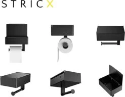 STRICX Toiletrolhouder - Zwart - Zonder Boren - Toilet Rol Houder Tissuebox - Zelfklevend - WC Rolhouder Met Opbergvak Voor Babydoekjes - Met Plankje - Toiletaccessoires -Thuis Badkamer 1200x935 4