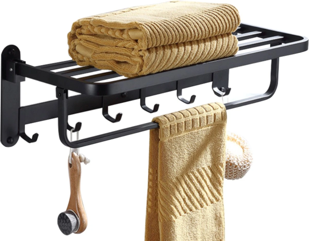 Handdoekrek – Handdoekenrek Badkamer – Badkamerrek – Doucherek – Handdoekhouder – Handdoekrek Badkamer – 60cm – Zwart 3 Handdoekrek – Handdoekenrek Badkamer – Badkamerrek – Doucherek – Handdoekhouder – Handdoekrek Badkamer – 60cm – Zwart