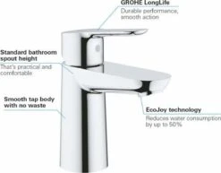 GROHE BauEdge Wastafelkraan - Met EcoJoy® - Zonder Waste - Chroom - 23330000 -Thuis Badkamer 1200x937