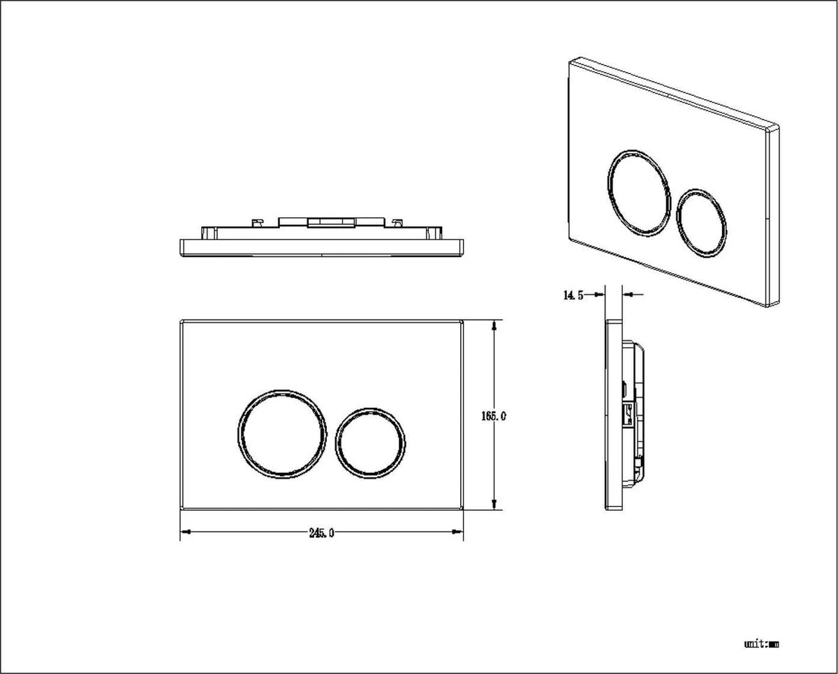 Bedieningsplaat StarBlueDisc Doppio 35 TBV Geberit UP100 UP320 UP300 UP700 UP720 Mat Zwart 6 Bedieningsplaat StarBlueDisc Doppio 35 TBV Geberit UP100 UP320 UP300 UP700 UP720 Mat Zwart - Afbeelding 4
