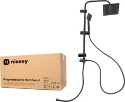 Niceey Doucheset - Regendouche - Handdouche - Verstelbaar - Vierkant - Mat Zwart -Thuis Badkamer 1200x982