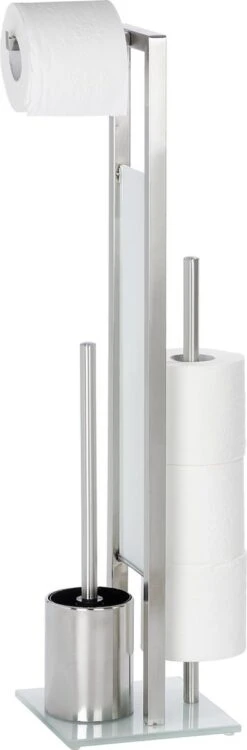 WENKO Toiletbutler Rivalta RVS Mat - Toiletborstel Met Houder, Toiletrolhouder En Reserverolhouder -Thuis Badkamer 395x1200 2