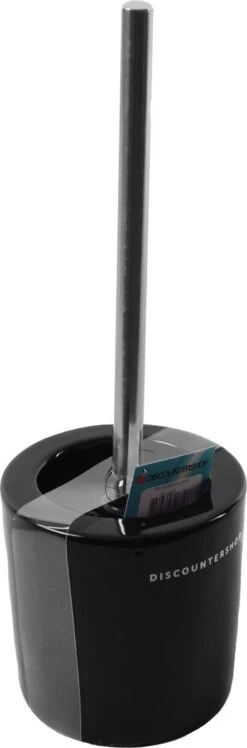 Toiletborstel Met Zwarte Borstel- Keramiek - Zwart - RVS - WC Borstel In Ronde Houder -Thuis Badkamer 396x1200