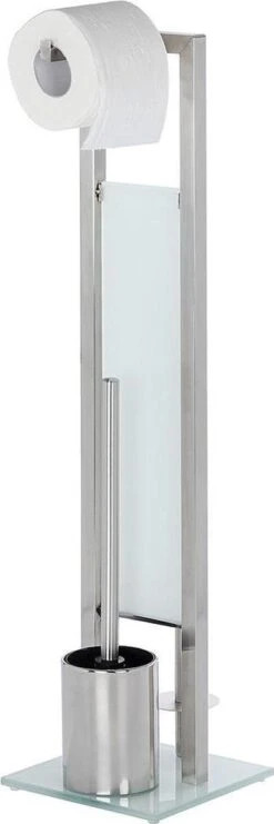 WENKO Toiletbutler Rivalta RVS Mat - Toiletborstel Met Houder, Toiletrolhouder En Reserverolhouder