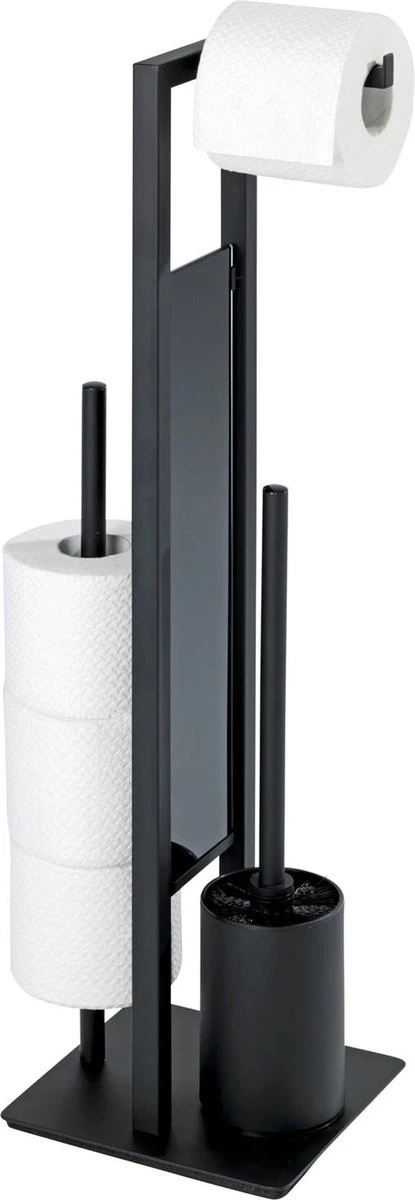 WENKO Toiletbutler Rivalta Zwart - Toiletborstel Met Houder, Toiletrolhouder En Reserverolhouder 19 WENKO Toiletbutler Rivalta Zwart - Toiletborstel Met Houder, Toiletrolhouder En Reserverolhouder - Afbeelding 17