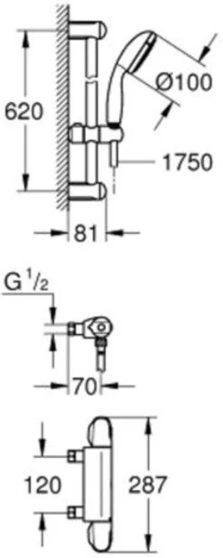 GROHE Grohtherm 1000 Thermostatische Douchekraan - 12 Cm - Chroom - 34153004 -Thuis Badkamer 480x1200