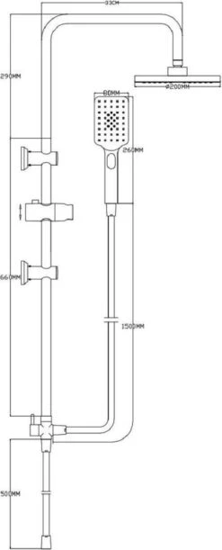 4bathroomz® Luxe Douchekolom Regendouche 20 Cm - Zwart 9 4bathroomz® Luxe Douchekolom Regendouche 20 Cm - Zwart -Thuis Badkamer 485x1200