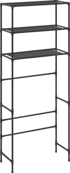 VidaXL Opbergrek Voor Boven Wasmachine 3-laags 69x28x169 Cm Zwart -Thuis Badkamer 490x1200