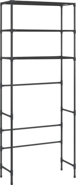 VidaXL Opbergrek Voor Boven Wasmachine 3-laags 69x28x169 Cm Zwart -Thuis Badkamer 496x1200 3