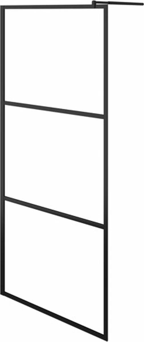 VidaXL Inloopdouchewand Transparant 90x195 Cm ESG-glas Zwart 3 VidaXL Inloopdouchewand Transparant 90x195 Cm ESG-glas Zwart