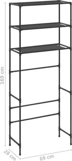 VidaXL Opbergrek Voor Boven Wasmachine 3-laags 69x28x169 Cm Zwart -Thuis Badkamer 541x1200 2