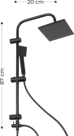 Niceey Doucheset - Regendouche - Handdouche - Verstelbaar - Vierkant - Mat Zwart -Thuis Badkamer 657x1200