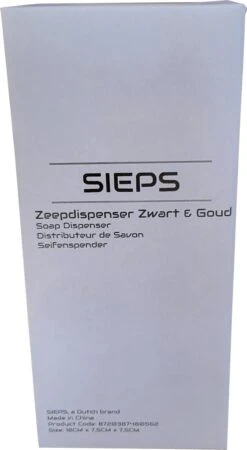 SIEPS Zeepdispenser - Zeeppompje Zwart & Goud - Vrijstaand 400 ML Zeephouder - Keramiek -Thuis Badkamer 659x1200