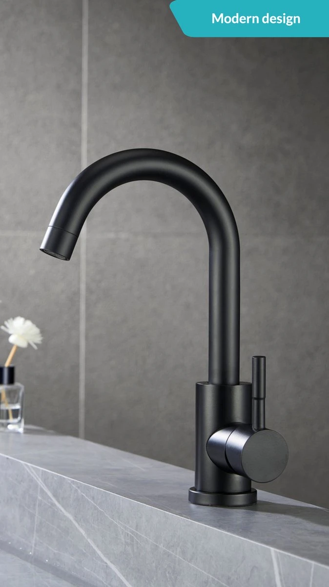 Wastafelkraan Zwart - Keukenkraan - Kraan - Badkamerkraan 5 Wastafelkraan Zwart - Keukenkraan - Kraan - Badkamerkraan - Afbeelding 3